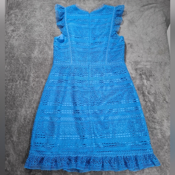 J.Crew Women's Dress Cap Sleeve Blue Lace Ruffle Sleeveless Size 10 NWT Coquette - Picture 3 of 14